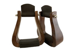 Showman Teak Wood Stirrups with Leather Padding