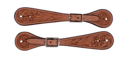 Showman Men's Spur Straps with Floral Tooling