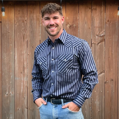 MWG Men's Striped Shirt - Blue