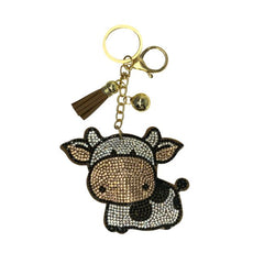Rhinestone Cow Keychain
