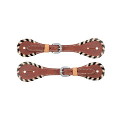 Showman Ladies Spur Straps with Black Rawhide