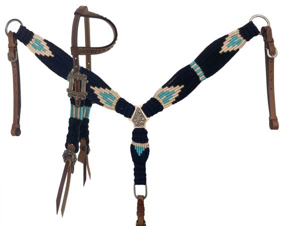 Showman Corded One Ear Headstall/Breast Collar Set - Pony