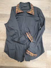 Black/Copper Zipper Blouse - XL