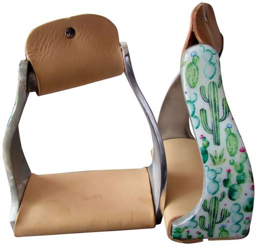 Showman Twisted Angled Stirrups with Cactus Overlay