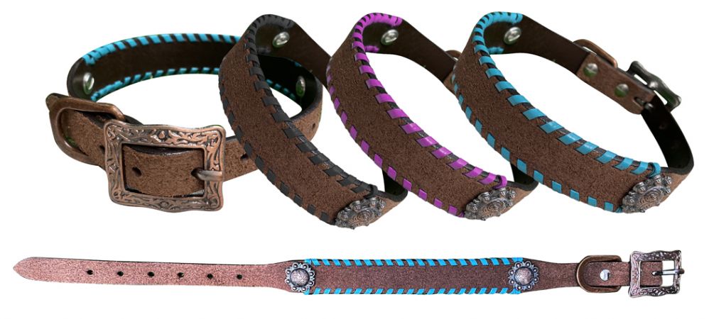 Showman Dog Collar with Leather Lacing