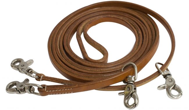 Showman Leather Draw Reins with Scissor Snaps