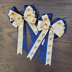 Show Bows - Navy/Gold Unicorns