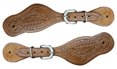 Showman Youth Floral Tooled Spur Straps