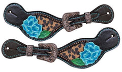 Showman Ladies Spur Straps with Cheetah Inlay