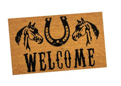 Coir Welcome Mat - Horseshoe & Horse Heads