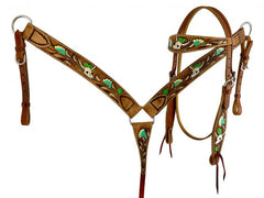 Showman Painted Skull/Cactus Headstall/Breast Collar Set