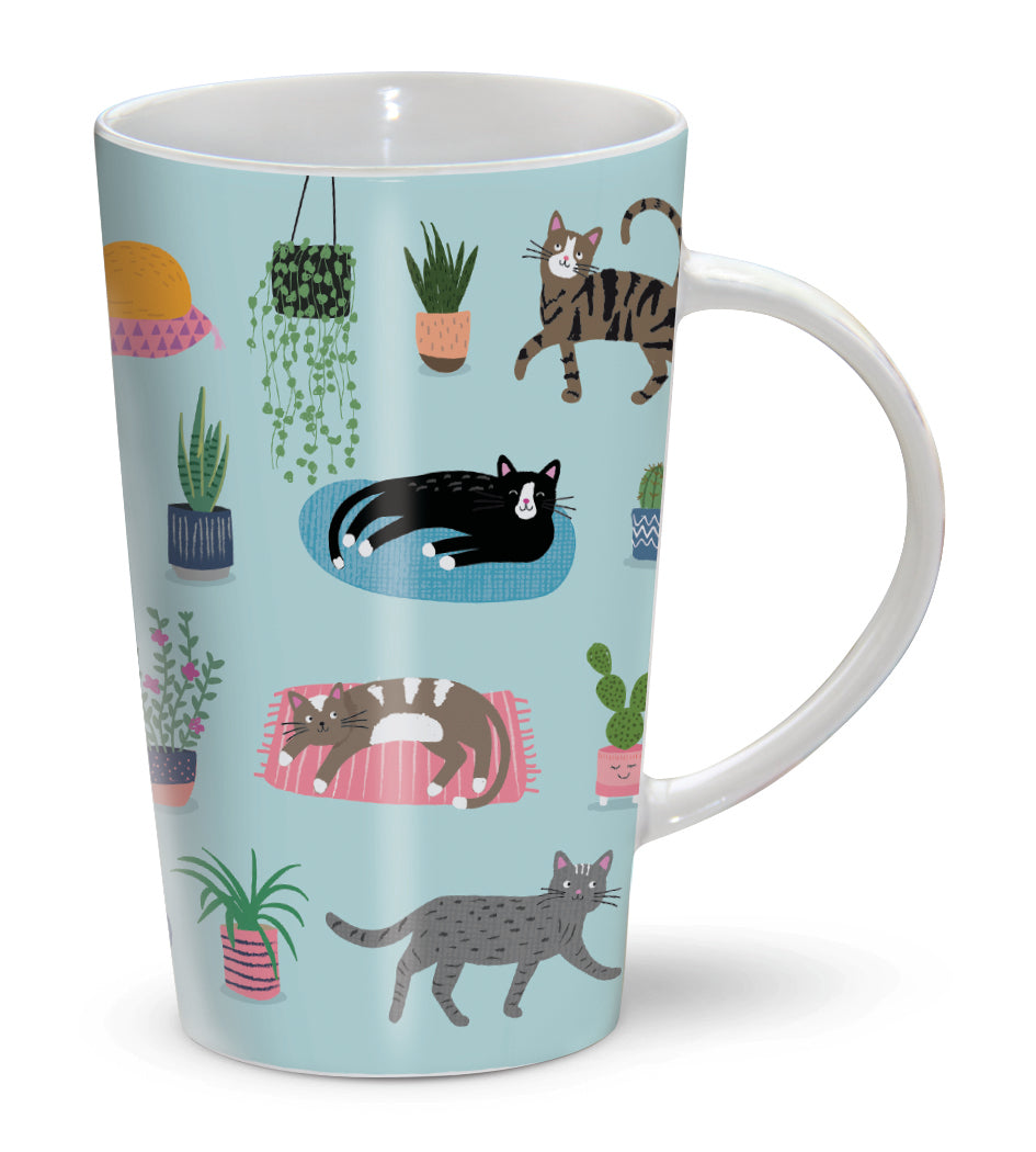 Latte Mug - Cat & Plants