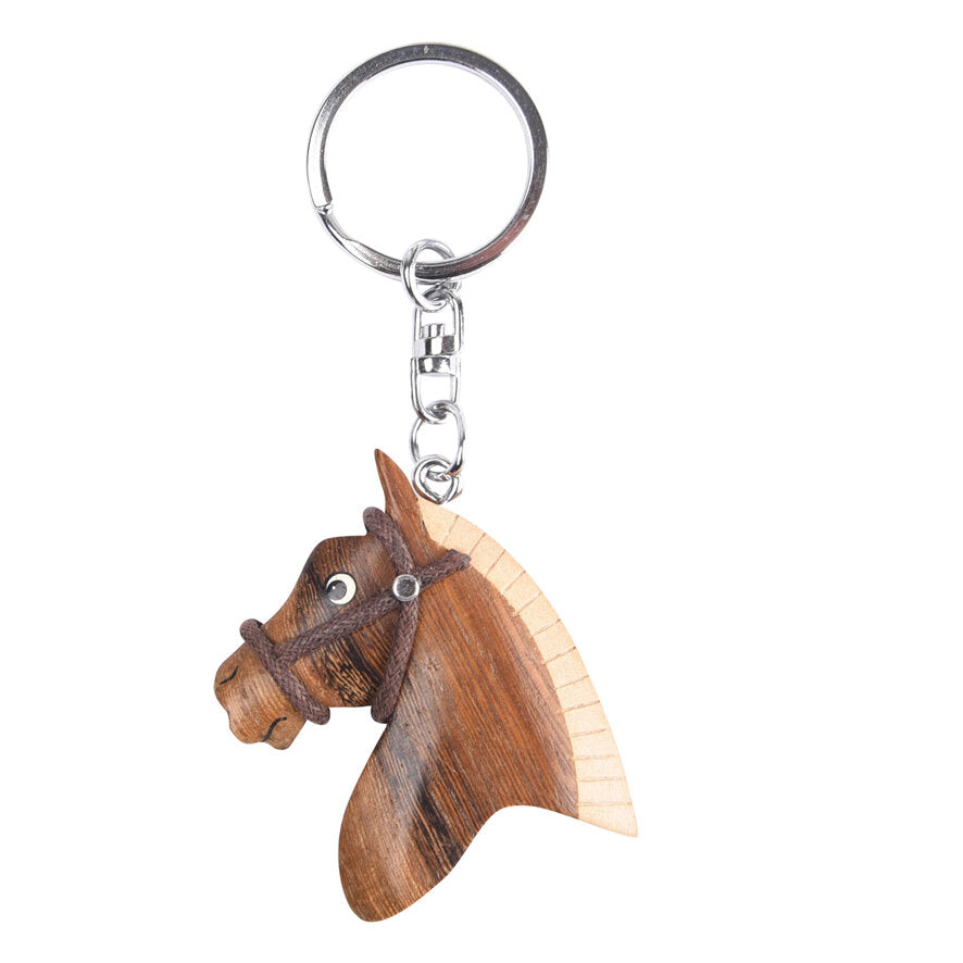 Wooden Horsehead Keychain