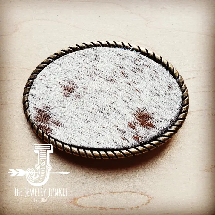 Spotted Hair-on-Cowhide Belt Buckle