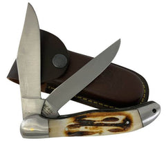 Two Blade Folding Knife with Sheath