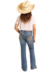 Girl's Horseshoe Emblem Bootcut Jeans