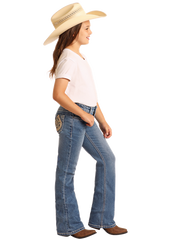 Girl's Horseshoe Emblem Bootcut Jeans