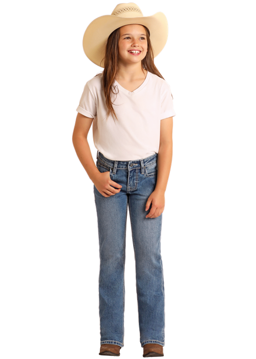 Girl's Horseshoe Emblem Bootcut Jeans