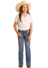 Girl's Horseshoe Emblem Bootcut Jeans
