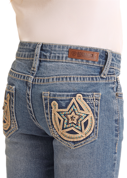 Girl's Horseshoe Emblem Bootcut Jeans