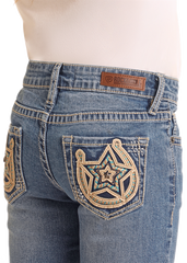 Girl's Horseshoe Emblem Bootcut Jeans