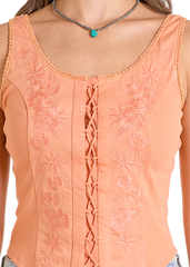 Ladies Burnt Orange Embroidered Tank