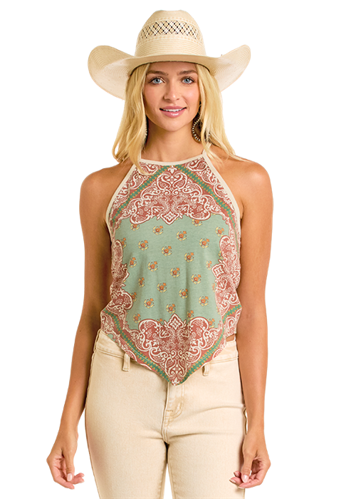 Ladies Scarf Print Tank Top