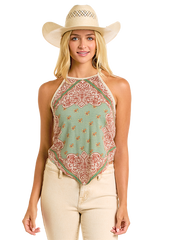 Ladies Scarf Print Tank Top