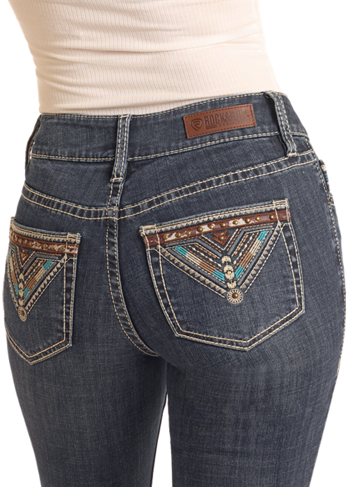 Rock & Roll Cowhide Emblem Bootcut Jeans - 32"