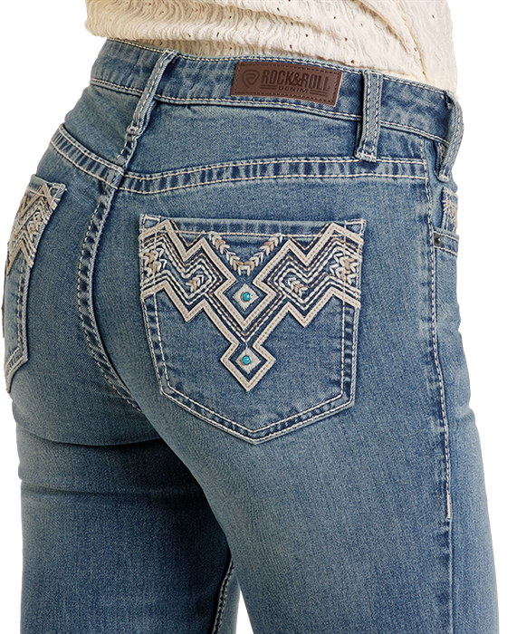 Aztec Mid Rise Bootcut Jeans