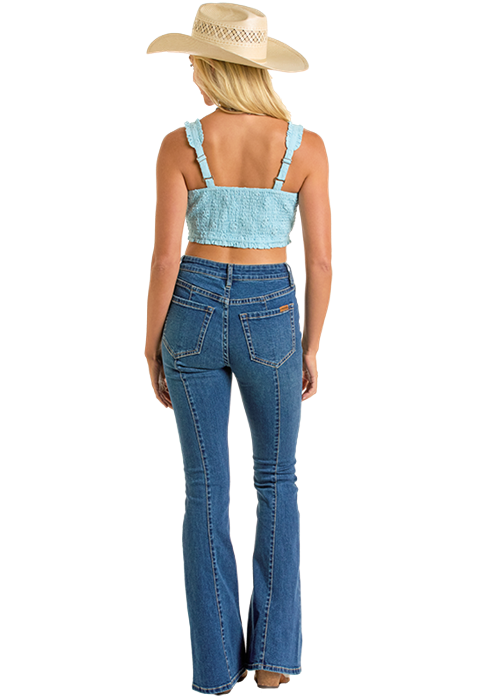 Ladies Corset Style Eyelet Top