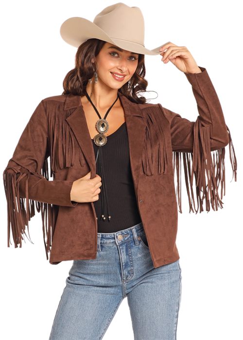 Microsuede Jacket with Fringe