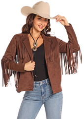 Microsuede Jacket with Fringe