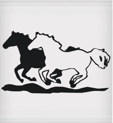 Vinyl Decal - 2 Galloping Horses 6" x 8"