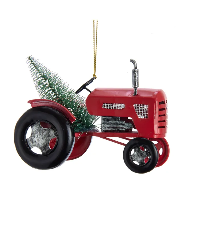 Tractor with Christmas Tree Ornament