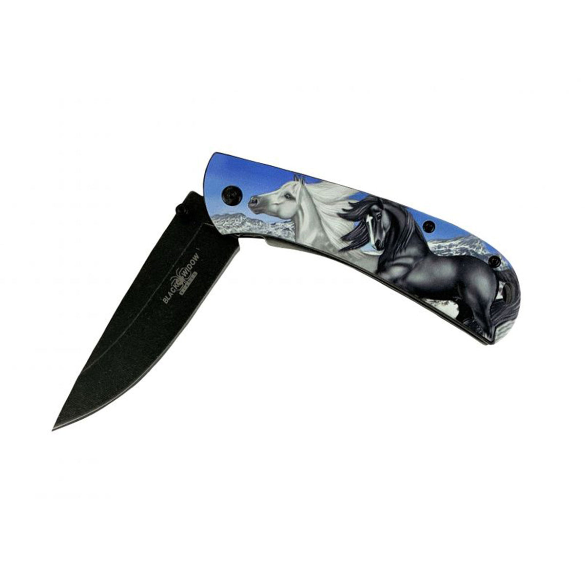 Blue Horse Print 8" Tactical Knife with Clip