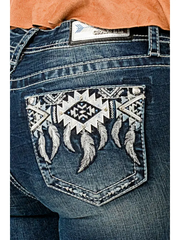 Grace In LA Aztec Motif Jeans - 30"