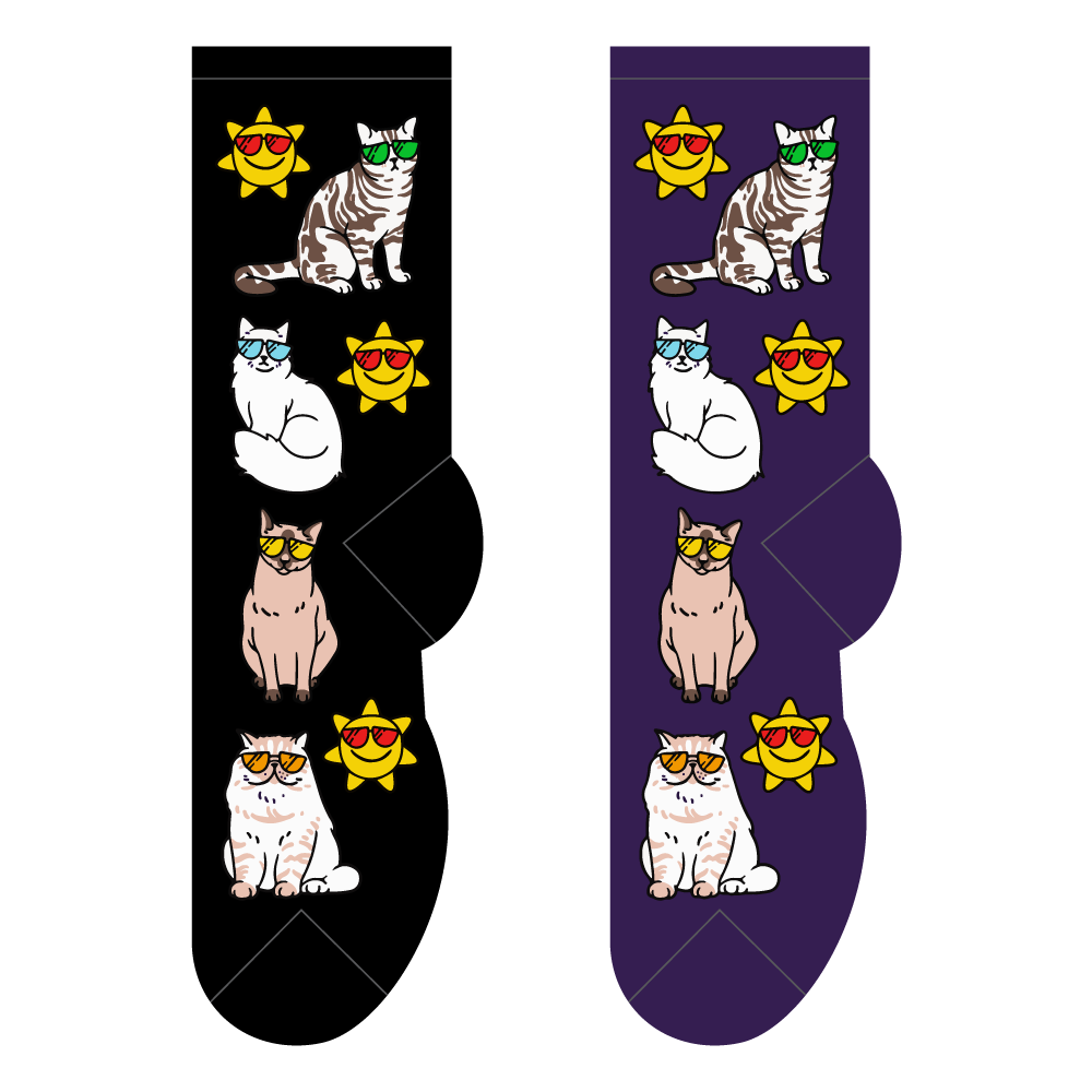 Foozys Ladies Socks - Cats & Sunglasses