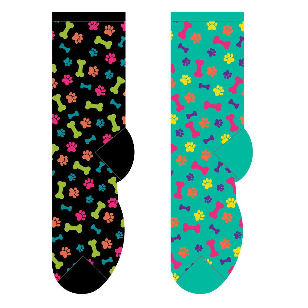 Foozys Ladies Socks - Bones & Pawprints