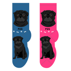 Foozys Ladies Socks - Black Pug