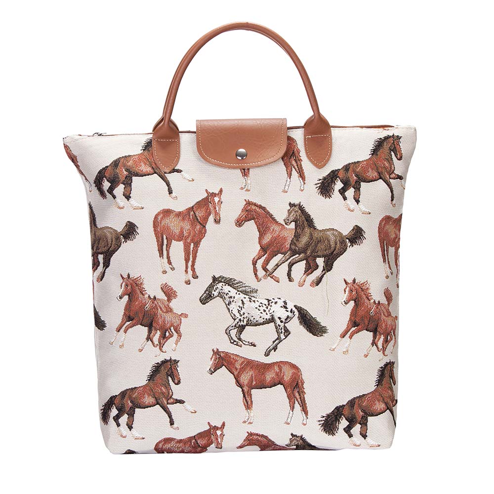 Signare Foldaway Bag - Running Horses