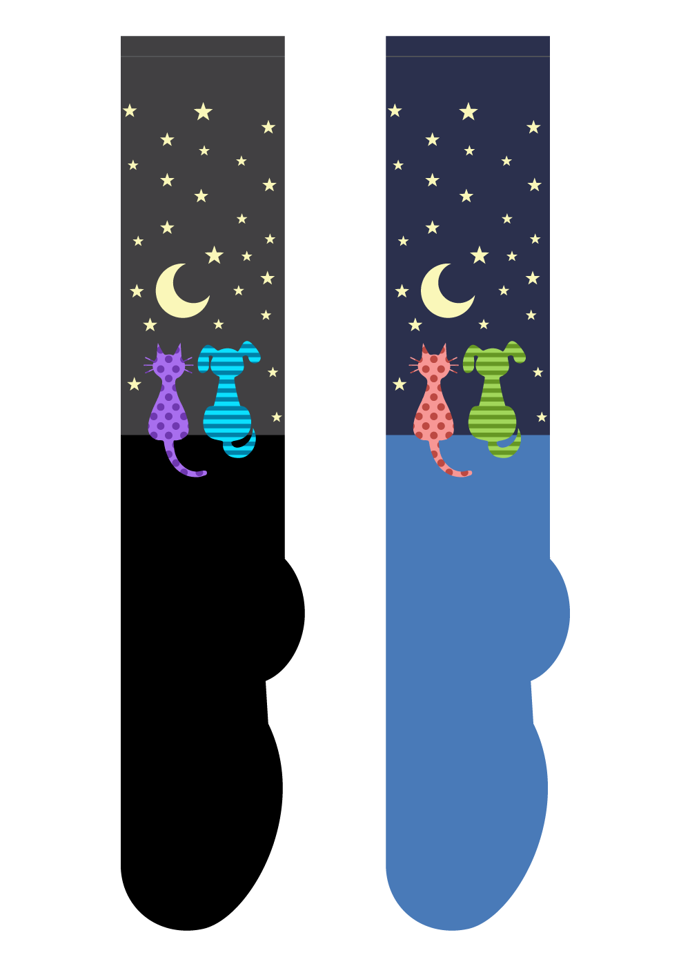 Foozys Knee High Socks - Star Gazing Cat & Dog