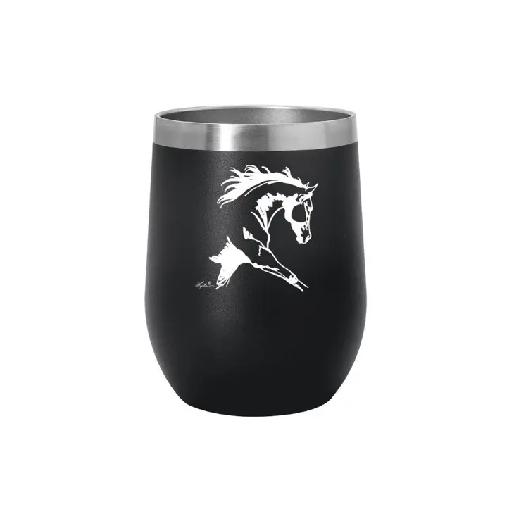 Wine Tumbler - Black Dressage Horse