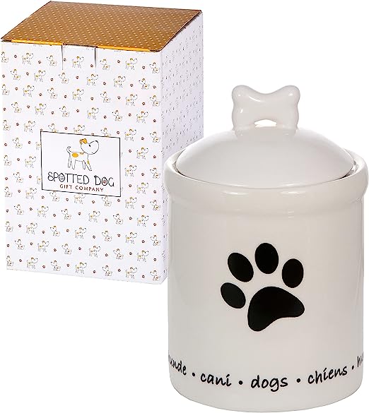 Spotted Dog Ceramic Dog Paw Jar