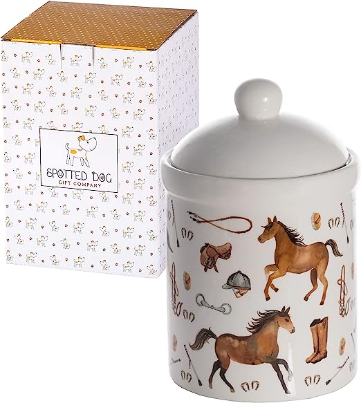 Spotted Dog Ceramic Horse Jar