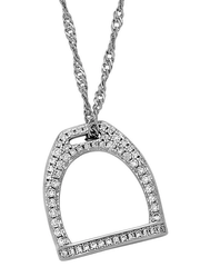 Sterling Silver Pave Stirrup Necklace