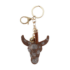 Rhinestone Steer Keychain
