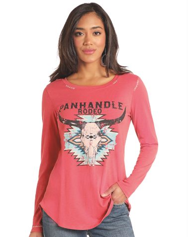 Ladies Graphic Long Sleeve Swing Top