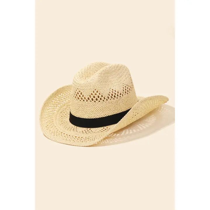 Straw Cowboy Hat - Ivory