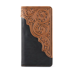 Montana West Men's Embossed Floral Wallet - Black